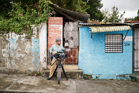 Sebastian with camera Santa Cruz Dominican Republic