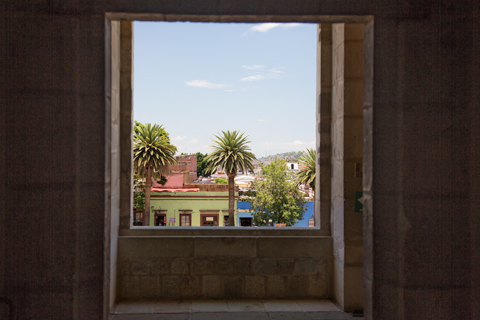 Street shot from window at Museum of Oaxacan Cultures Oaxaca Mexico