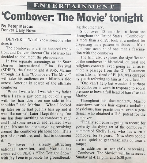 Denver Daily News announcment for showtimes at Starz Denver International Film Festival