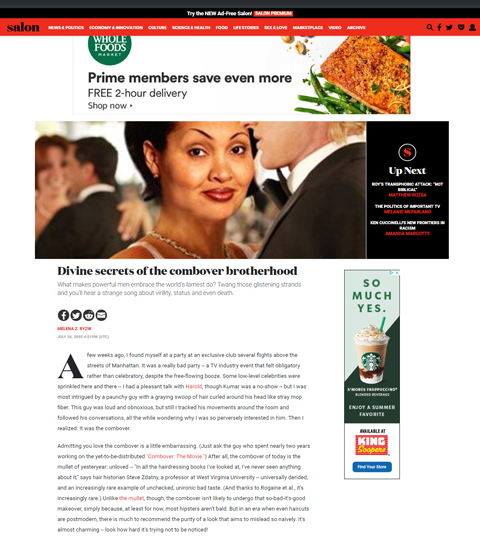 Salon article featuring Combover: the Movie