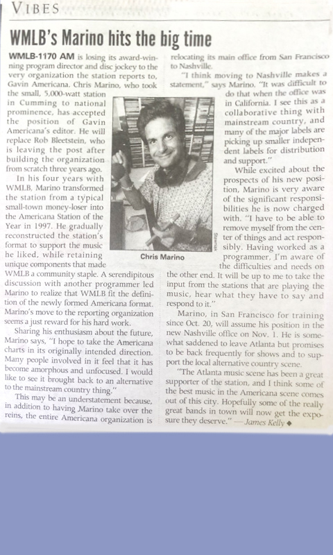 Creative Loafing Article on Chris Marino and Americana Format