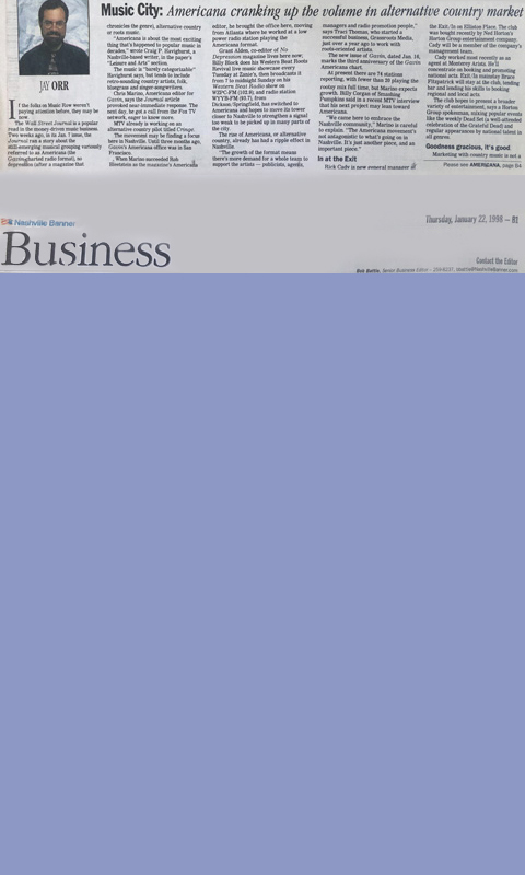 Nashville Banner article on Americana Music featuring Gavin Americana Editor Chris Marino